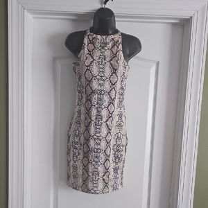 SHEIN Snake Print Mini Dress in Neutral Tones